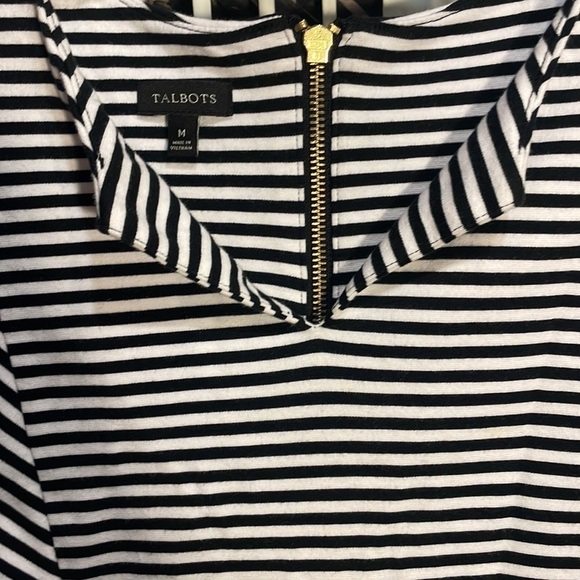 TALBOTS‎ Black & White Striped Tank w Gold Zipper - Picture 3 of 11
